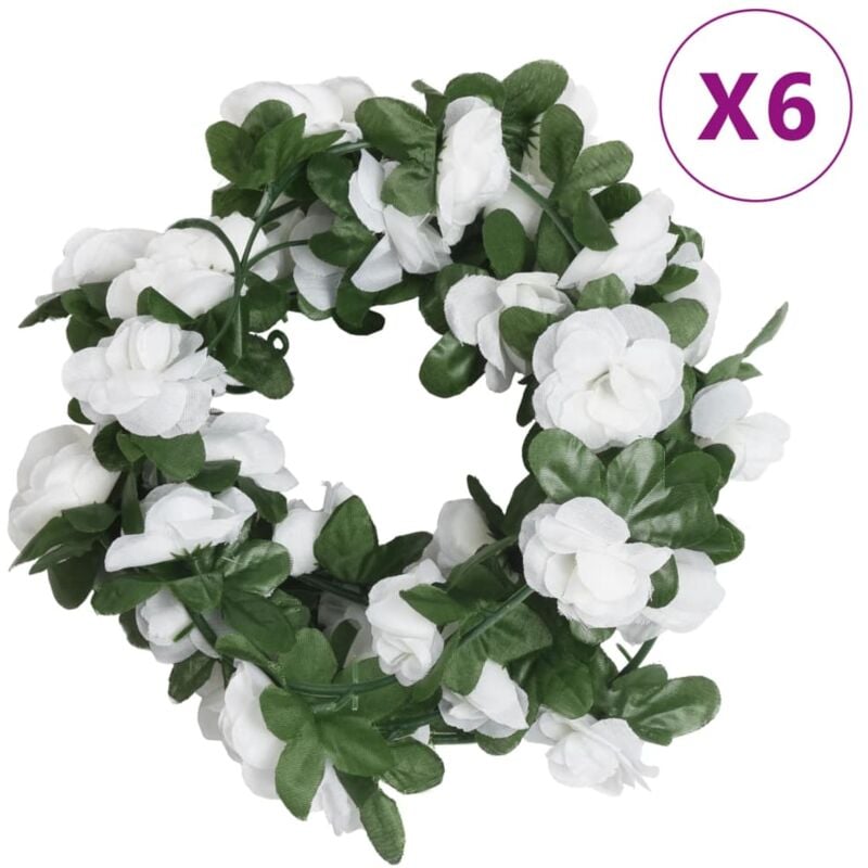 Vidaxl - Guirlandes de fleurs artificielles 6 pcs blanc 250 cm