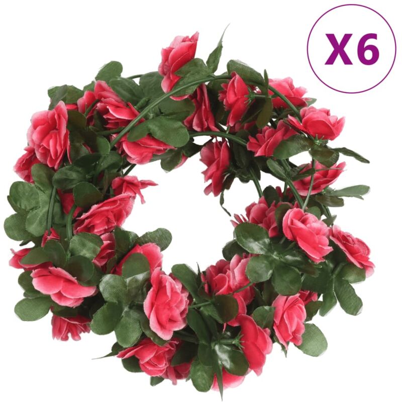 Vidaxl - Guirlandes de fleurs artificielles 6 pcs rouge rosé 250 cm