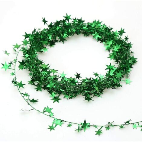 Guirlandes de guirlandes d'étoiles vertes de 50 pieds avec fil, décorations de guirlandes de fils d'étoiles de Noël pour l'ornement de festival de fête d'anniversaire de mariage à la maison d'arbre de