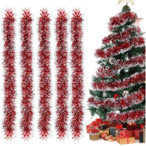 Guirlandes de Noël rouges en glaçure, lot de 5 guirlandes de Noël, guirlandes métalliques en glaçure, guirlande pour sapin de Noël
