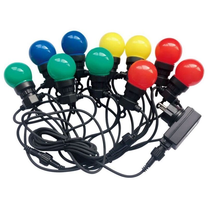 Guirlande lumineuse V-tac de 10 m avec 20 mini-ampoules led rvb de 10 w, prise Schuko et transformateur IP44