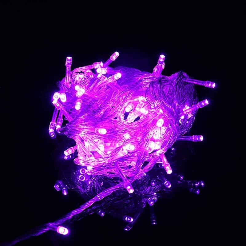 Guirlandes LED Lumières 10M 100 LEDs avec 8 Modes pour Mariage,Anniversaire,Sapin de Noël,Déco extérieur et intérieur violet