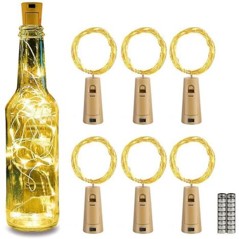 Guirlandes lumineuses - MARQUE - 6 pièces - 2 m - 20 LED - Fil cuivré - Blanc chaud