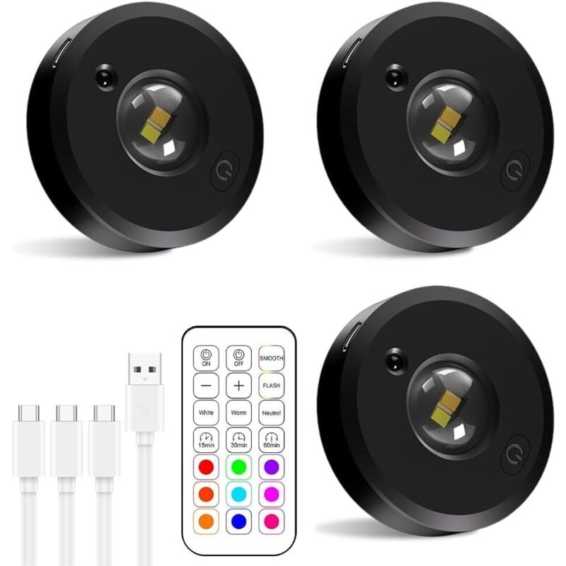 Guirlandes lumineuses rechargeables - Guirlandes lumineuses LED avec télécommande, intensité réglable, 12 couleurs et 2 modes dynamiques, batterie