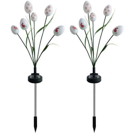 Guirlandes Lumineuses Solaires 2pcs Easter Egg 6 Heads LED Insertion Sol Outdoor Fête Décoration