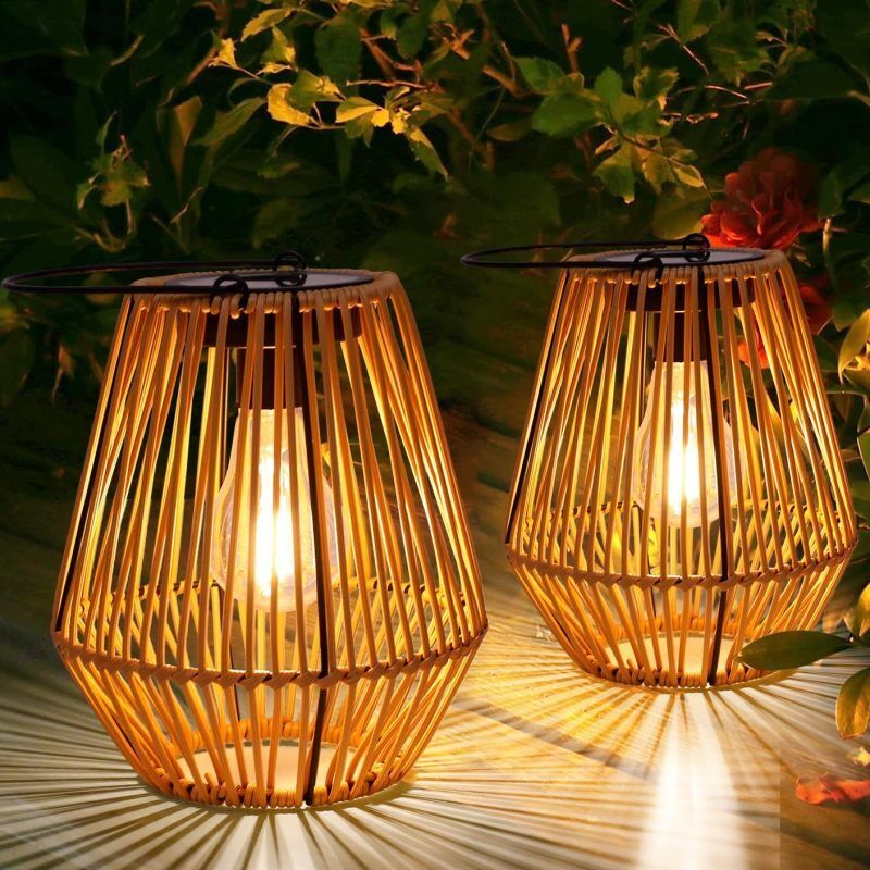 Guirlandes lumineuses solaires d'extérieur en osier, étanches, style bohème, idéales pour être suspendues à l'extérieur, parfaites pour décorer