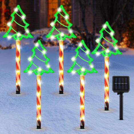 Guirlandes lumineuses solaires pour Noël, guirlandes vertes pour sapin de Noël, adaptées aux patios, pelouses et terrasses