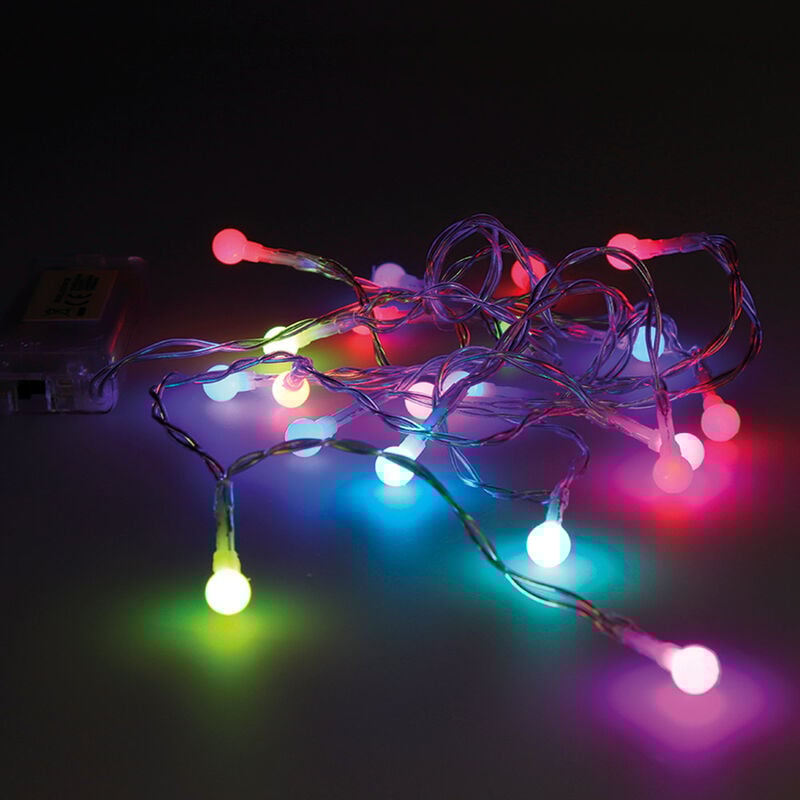 

Guirnalda a pilas rgb 10 led esferica 8mm luz multicolor 1,3m - Decorative Lighting