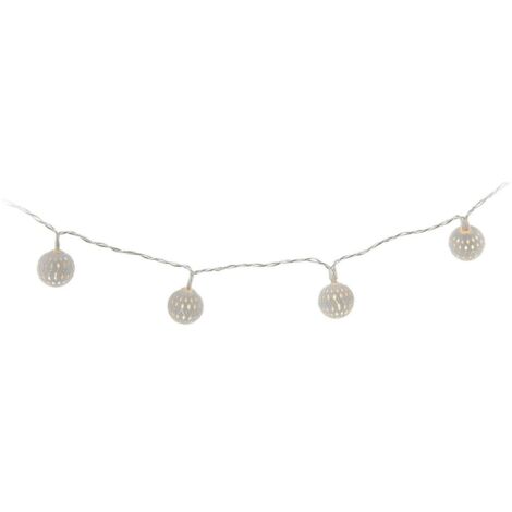 Guirnalda a Pilas Fija 10 LEDs con Bolas Color Blanco Luz Blanco Cálido 1,3m