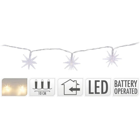 Guirnalda a Pilas Fija 10 LEDs Estrellas Decorativas ø45mm Luz Cálida 1.30m Colores / Modelos Surtidos