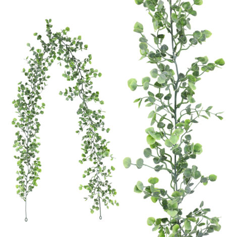 Guirnalda artificial de eucalipto de 178 cm de largo con una larga enredadera artificial negra, fabricada con material de seda resistente de alta calidad, no requiere supervisión.