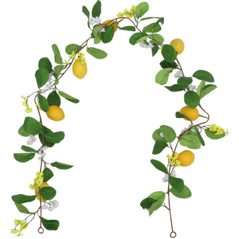 Guirnalda artificial de limones, 175 cm, flores y hojas de seda y espuma, color verde, para decoración del hogar y tiendas, 1 unidad.