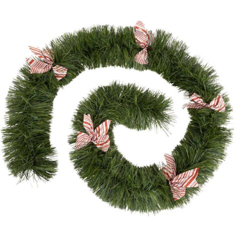 Guirnalda boa lazos rosas 20cmx2,7m pliegues verdes - Feeric lights & christmas