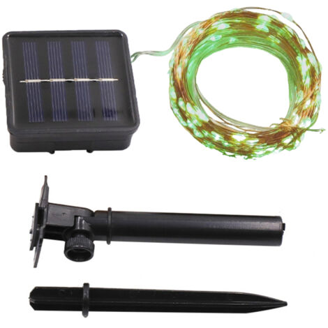 Guirnalda corta de luces solares para exteriores, 50 LED, 5 metros (16 pies), verde, ideal para decorar el jardín y el patio.