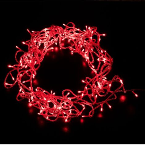 Guirnalda de 144 LED Rojas – 15m con Cable Transparente, Efectos, IP20