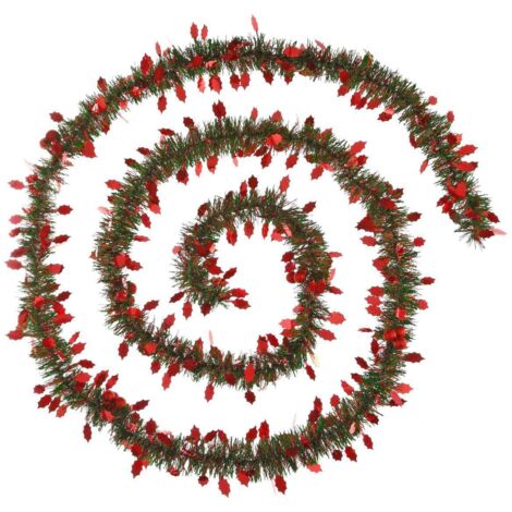 Guirnalda de acebo rojo 10cmx2,7m 4 pliegues verde - Feeric lights & christmas