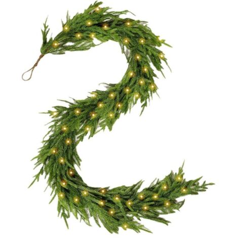 Guirnalda de árbol de Navidad de 182 cm: Decoración navideña artificial para exteriores con 30 luces LED y temporizador, ideal para dormitorio, puerta, pared, ventana o chimenea.