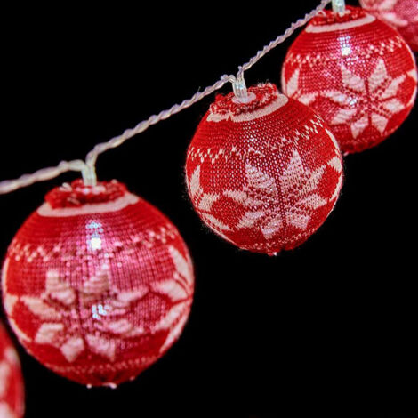 Guirnalda de bolas LED - KRIST+ - Krist+ - Blanco y rojo - 2 m - Ø 6 cm