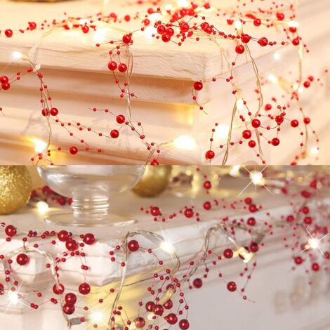 Guirnalda De Cuentas De Bayas Rojas MINKUROW Con Luces Led Decoraciones De Guirnaldas De Bayas Para El Día De San Valentín Para La Boda De Pascua O La Habitación De Las Niñas Funciona Con Pilas