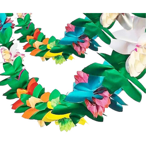 Guirnalda de flores hawaianas de 3 m – Flores de hibisco de papel tropical, para cumpleaños, bodas y baby showers.