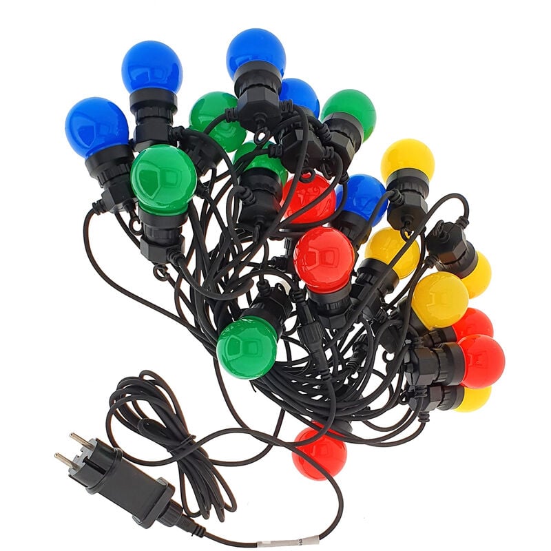 

Guirnalda LED 10 metros con 20 bombillas Rojas + Verdes + Azul y Amarillo IP44