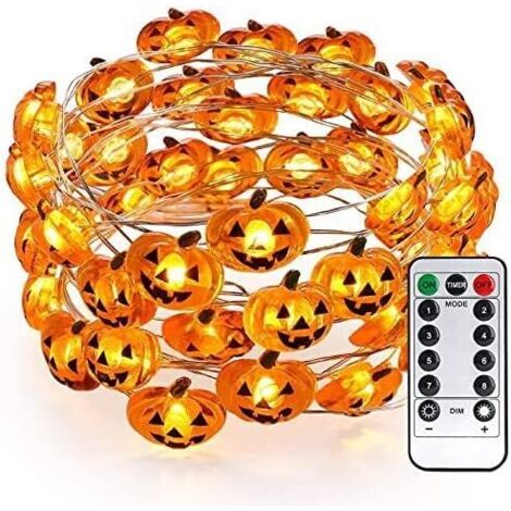 Guirnalda de luces de Halloween, 3 m, 30 LED, funciona con pilas, para interiores, 8 modos, impermeable, con control remoto, para exteriores, Acción de Gracias, Navidad, festivales, fiestas, color bla