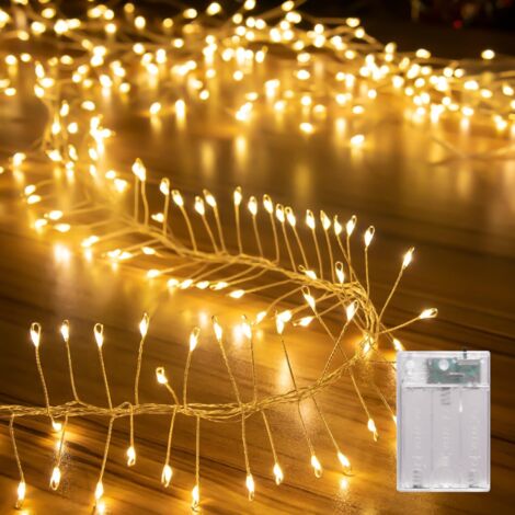 Guirnalda de luces LED 3M, 100 LED, tipo petardo, cable de cobre flexible, ideal para decoración navideña en interiores y exteriores (blanco cálido).