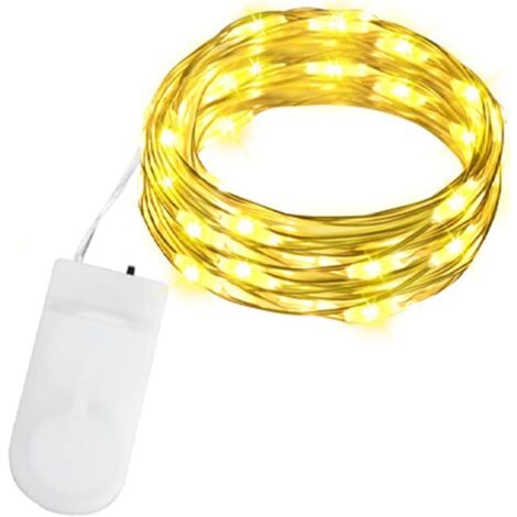 Guirnalda de luces LED a pilas, 2 m, 20 LED, IP65, resistente al agua, para interiores, ideal para Navidad, Halloween, dormitorio, boda, fiesta y decoración de botellas (blanco cálido).