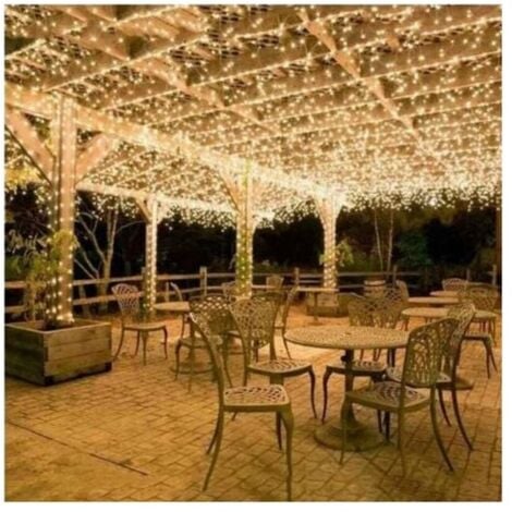 INEASICER Guirnalda de luces LED de 100 m y 600 luces para carnaval, bodas, exteriores, interiores y jardines (blanco cálido)