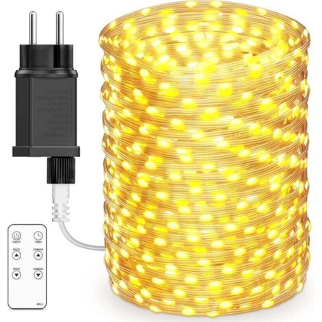 Guirnalda de luces LED de 600 LED, 100 m, para exteriores, 8 modos, IP44 resistente al agua, luz blanca cálida