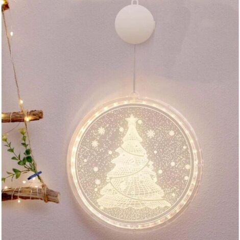 Guirnalda de luces LED navideñas para decoración de ventanas, retroiluminación para interiores y exteriores, blanco cálido (árbol de Navidad)
