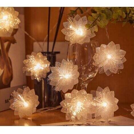 Guirnalda de luces LED solares de fibra óptica de 5 m con 20 LED, luces decorativas para exteriores, bodas, patios y festivales, luces ambientales - Color cálido