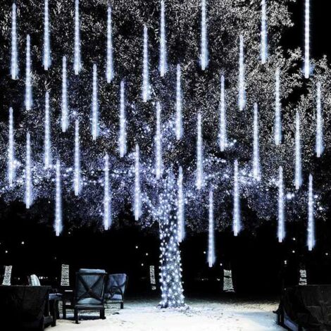 Guirnalda de luces navideñas para exteriores, 288 LED con efecto de estrella fugaz, decoración navideña (80 tubos de luz - 50 cm - luz blanca)