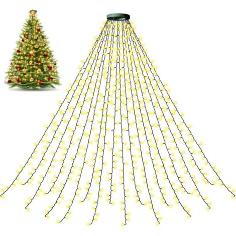 Guirnalda de luces para árbol de Navidad, 2 m x 16 tiras, 400 LED, 8 modos, IP44, para uso en interiores y exteriores, apta para árboles de 150 a 240 cm, para decorar tu hogar o jardín.