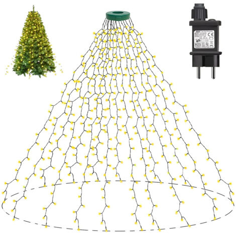 Guirnalda de luces para árbol de Navidad de 2 m x 16, 400 LED (1-2,4 m), 8 modos, decoración navideña para casa, jardín y patio (blanco cálido)
