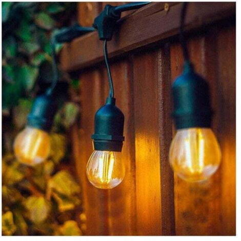 Guirnalda de luces para exterior con 8 casquillos E27, 5,5 m, color negro, IP65