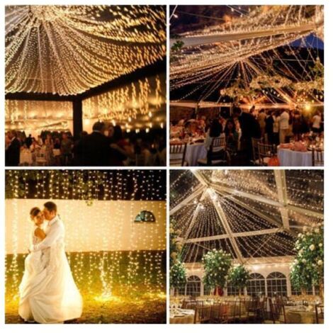 Guirnalda de luces para exterior e interior, 100 m, 600 LED, para árbol de Navidad, con enchufe, impermeable, para decoración de exteriores, dormitorio, árbol, Navidad, boda y jardín.