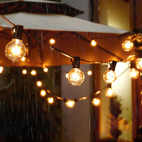 Guirnalda de luces para interior y exterior, 10 + 1 bombillas, impermeable, 3 m, decoración para patio, bar, jardín, fiestas, Navidad, blanco cálido.