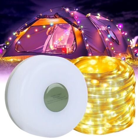 Guirnalda de luces para interiores y exteriores, resistente al agua, 30 luces LED para acampar con cadena de luces de 8 m con 5 modos para árbol de Navidad, jardín, patio, camping (luz cálida, 8 m) [C