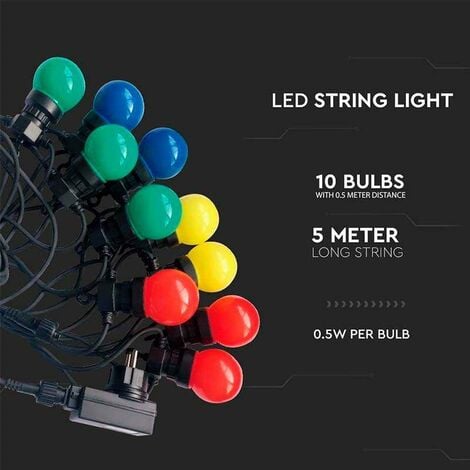 Guirnalda de luces RGB+Yellow 0.5W/bombilla LED 5 metros IP40