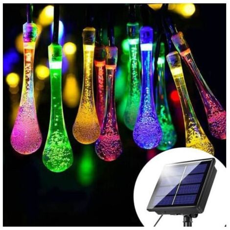 Guirnalda de luces solares, 30 LED para interior y exterior, 6,5 m, 8 modos, IP65, resistente al agua, para jardín, luz colorida