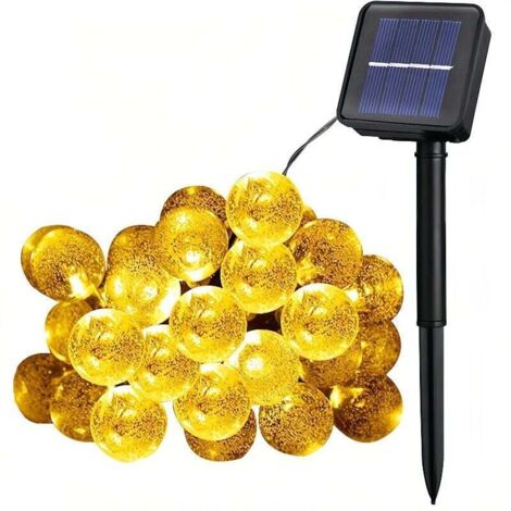 Guirnalda de luces solares, 50 LED impermeables, 8 modos de iluminación para exteriores, jardín, patio y fiestas (blanco cálido)
