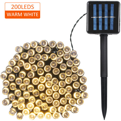 Guirnalda de luces solares de 100/200 LED, 2 modos de iluminación, resistente al agua IP65, luces navideñas mágicas para fiestas navideñas, sala de estar, jardín y patio.
