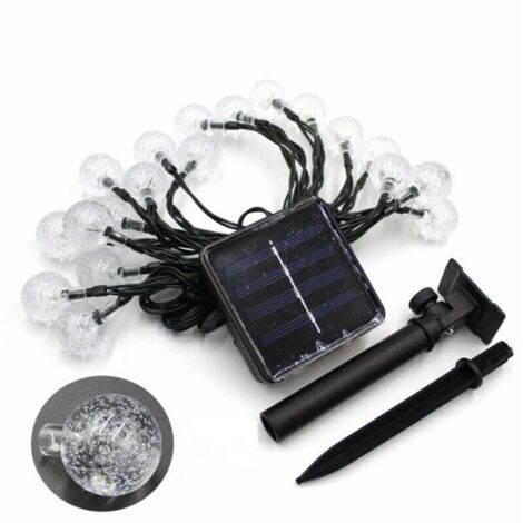 Guirnalda de luces solares de burbujas para exteriores (blanco cálido), 30 luces LED, 8 modos, ideal para jardín, patio, Navidad y fiestas.