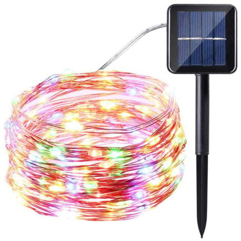 Guirnalda de luces solares para jardín (100 LED, 8 modos), 12 m, impermeable, para exteriores, ideal para Navidad, bodas, fiestas y el hogar.