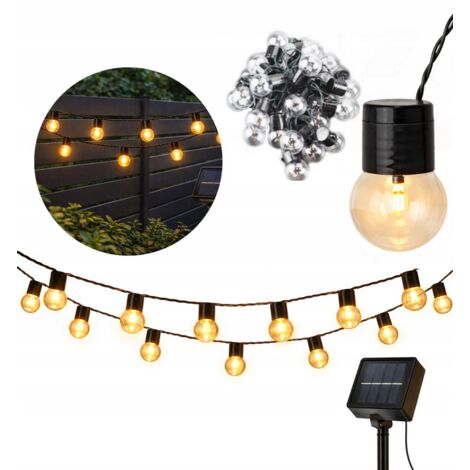 Guirnalda de luces solares para jardín de 6,5 m, 30 bombillas