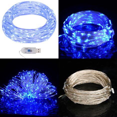 Guirnalda de micro luces LED 8 funciones 40 m 400 LED azul - Guirnalda de luces - Decoración navideña