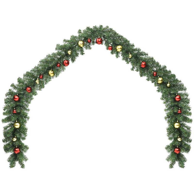 

vidaXL Guirnalda de Navidad decorada con bolas y luces LED 10 m - Verde