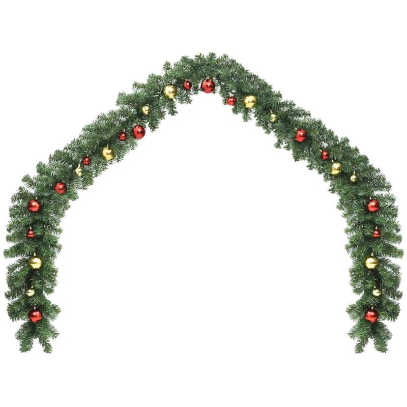 

vidaXL Guirnalda de navidad decorada con bolas y luces LED 20 m - Verde