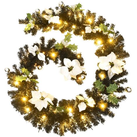 Guirnalda de Navidad con luces LED PVC negro 2,7 m vidaXL